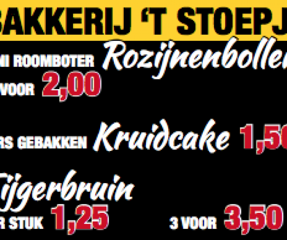 Aanbiedingen Bakkerij ’t Stoepje!