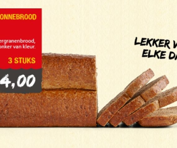Zonnebrood 3 voor 4,00 per stuk 1,50