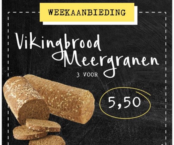 Ambachtelijk brood Viking meergranen 3 voor 5,00 per stuk 2,00